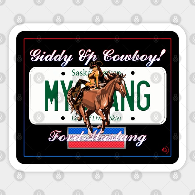 Mustang Pin-Up Girl- Saskatchewan Rework Sticker by Sean Damien